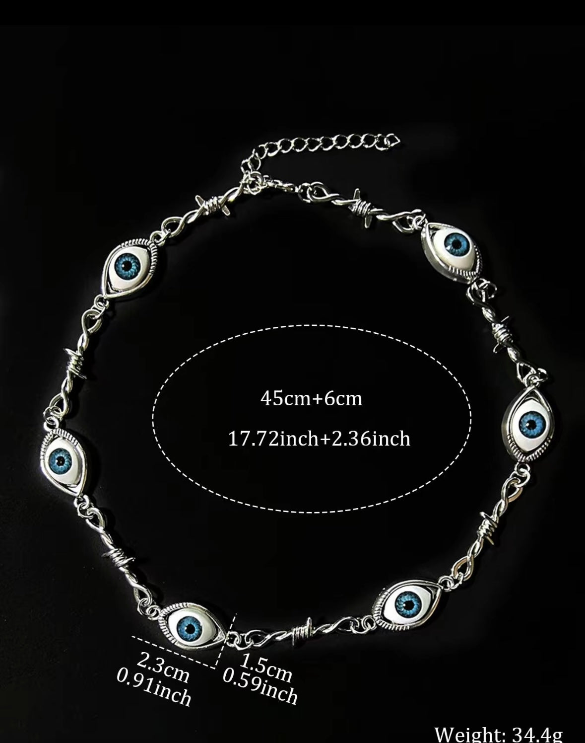 Street Style Eye & Thorn Design Chain Necklace, Punk Chain Necklace for Party, Daily Decor, Trendy All-match & Exquisite Goth Jewelry