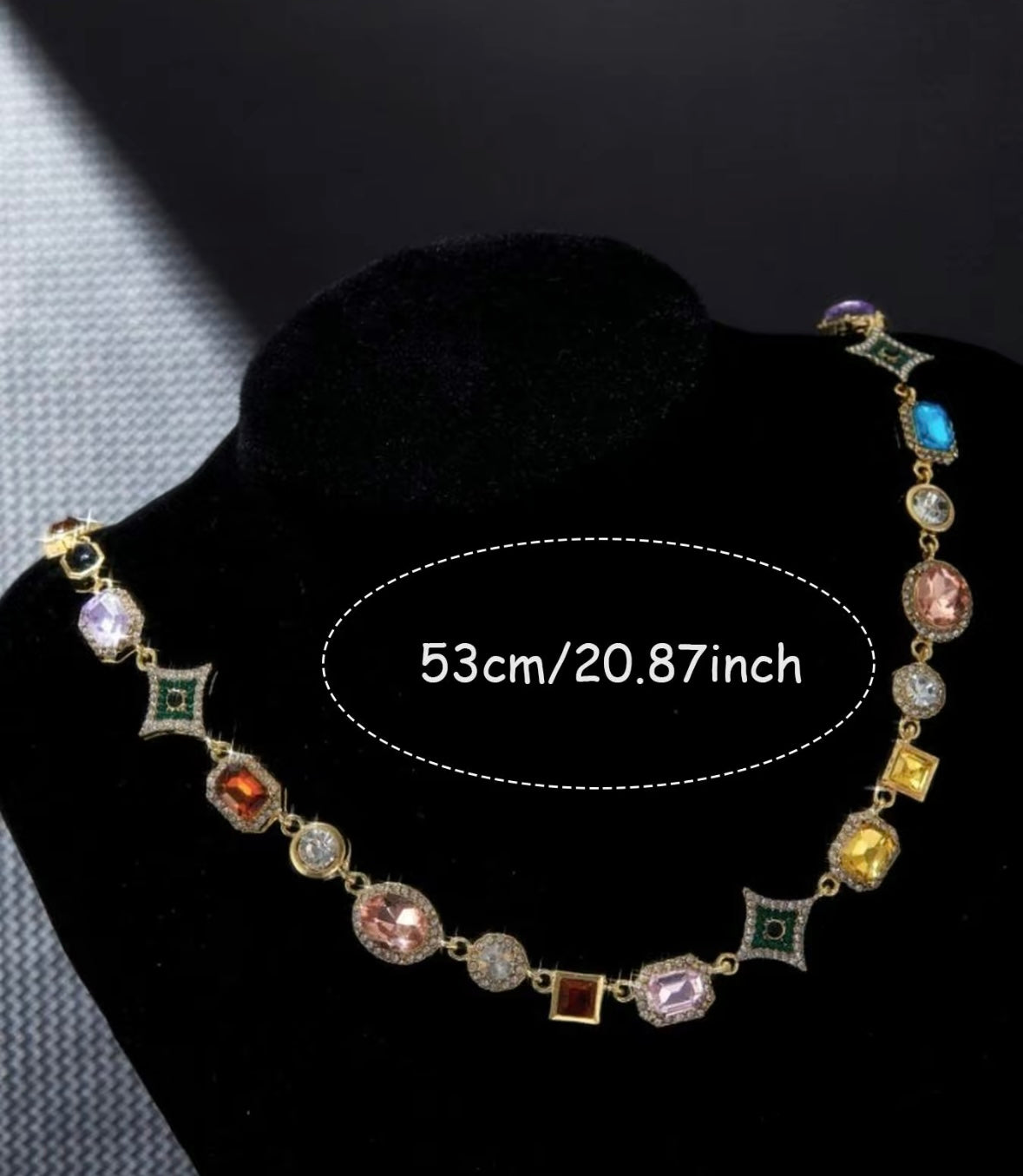Colorful Rhinestones Design Pendant Necklace, Fashion Jewelry for Party, Daily Clothing Decor, Trendy All-match & Exquisite Jewelry