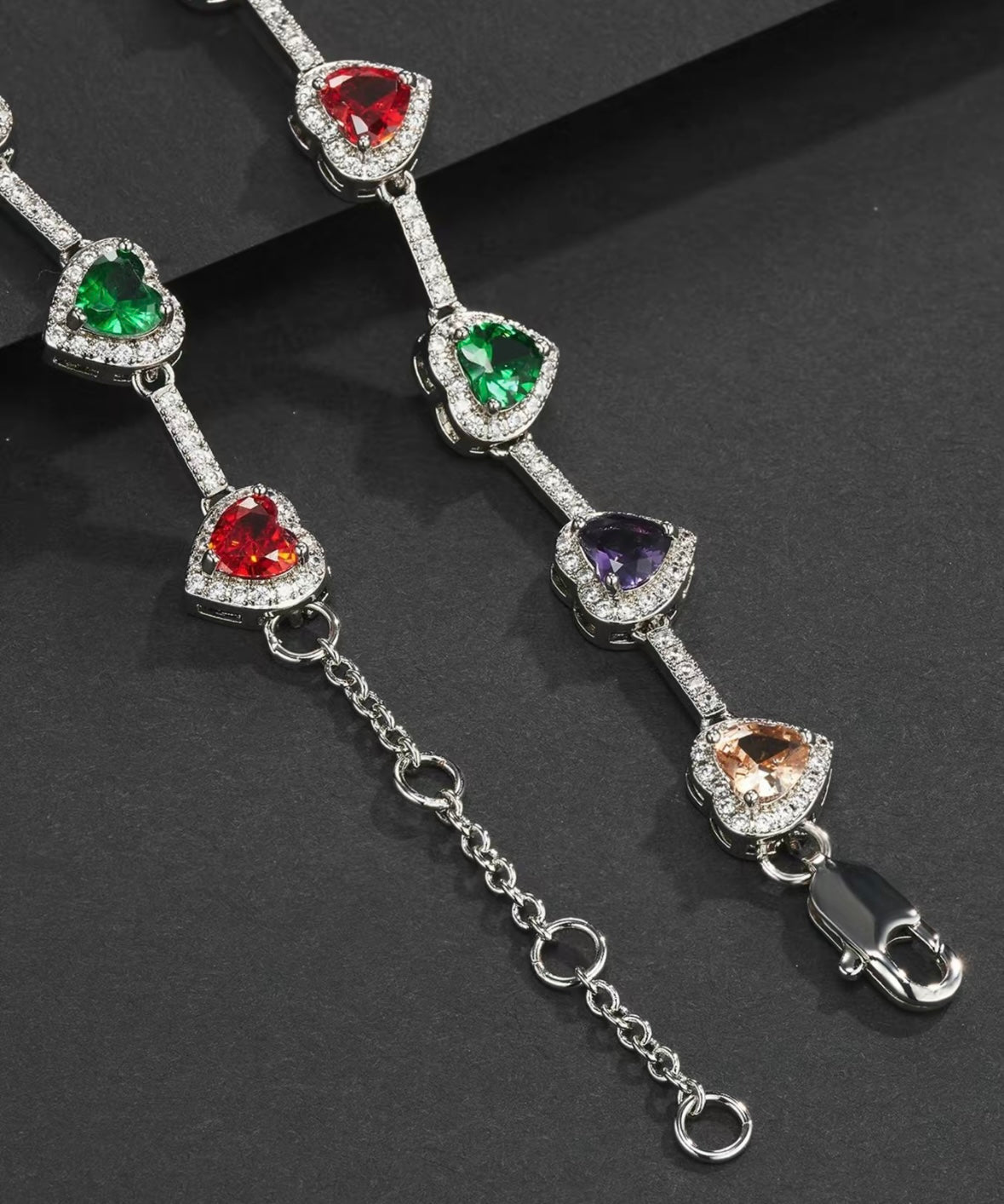Heart Shaped Seven Colored Bracelet, Fashionable Cute Charms Bracelet for Women & Men, Trendy All-match & Exquisite Jewelry, Unique Gifts for Women, Charm Adjustable Slider Bracelets
