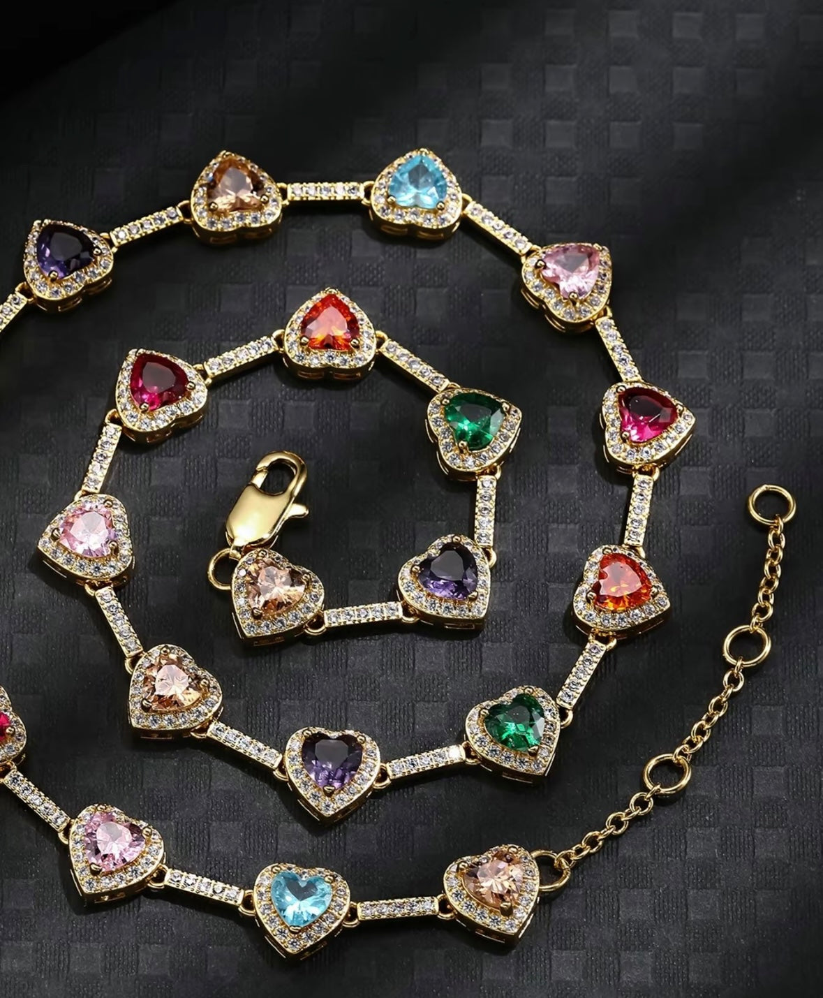 Heart Shaped Colorful Necklace,
Daily Wear Necklace, Elegant Rhinestone Decor High End Necklace for Women, Fashion Accessories for Party, Daily, Heart Design Necklace, Chic Fashionable Jewelry Accessories