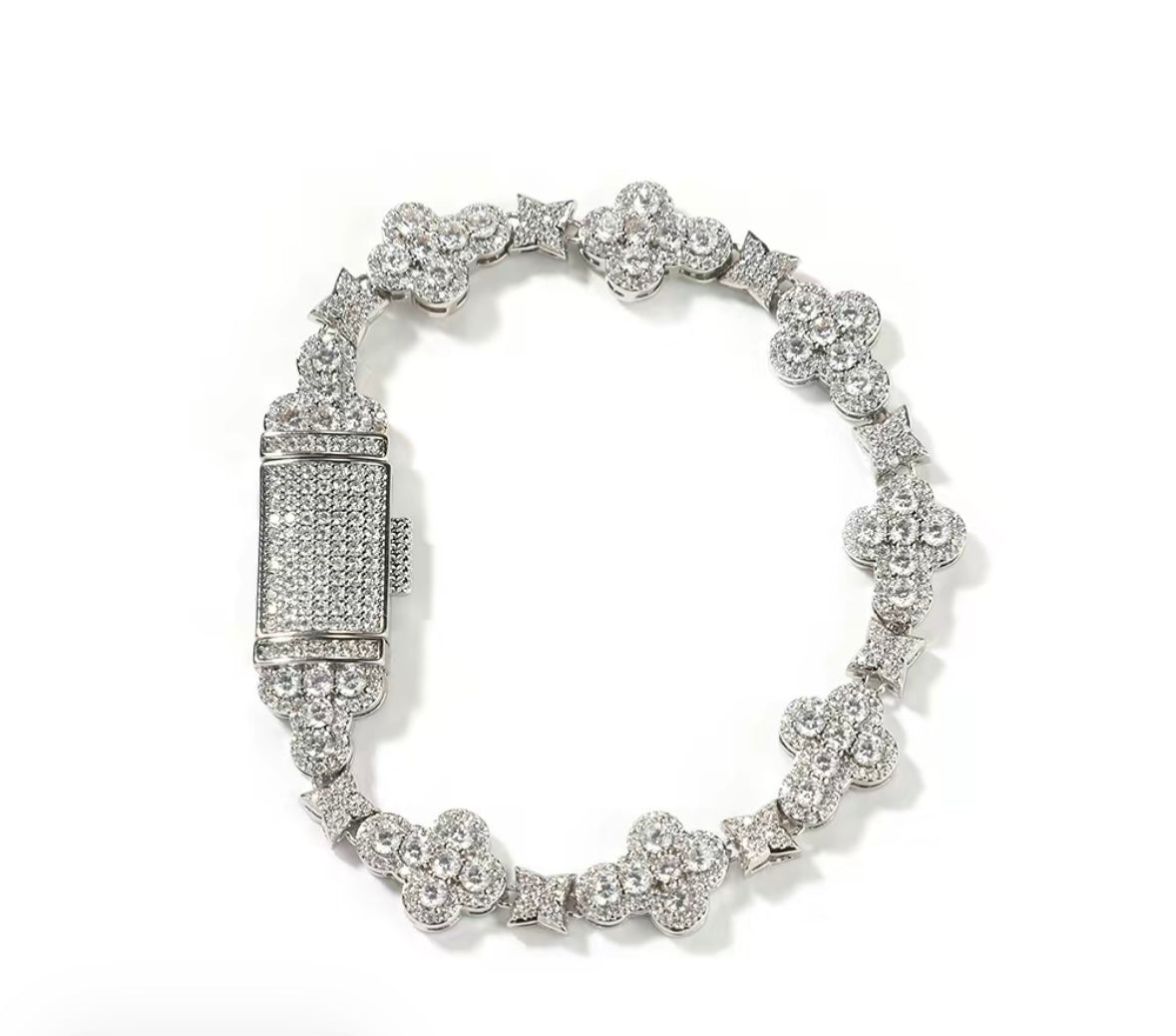 Real ICE Out Color VVS 18k Gold Cross Flowers zircon Hiphop Bracelet for Men & Women