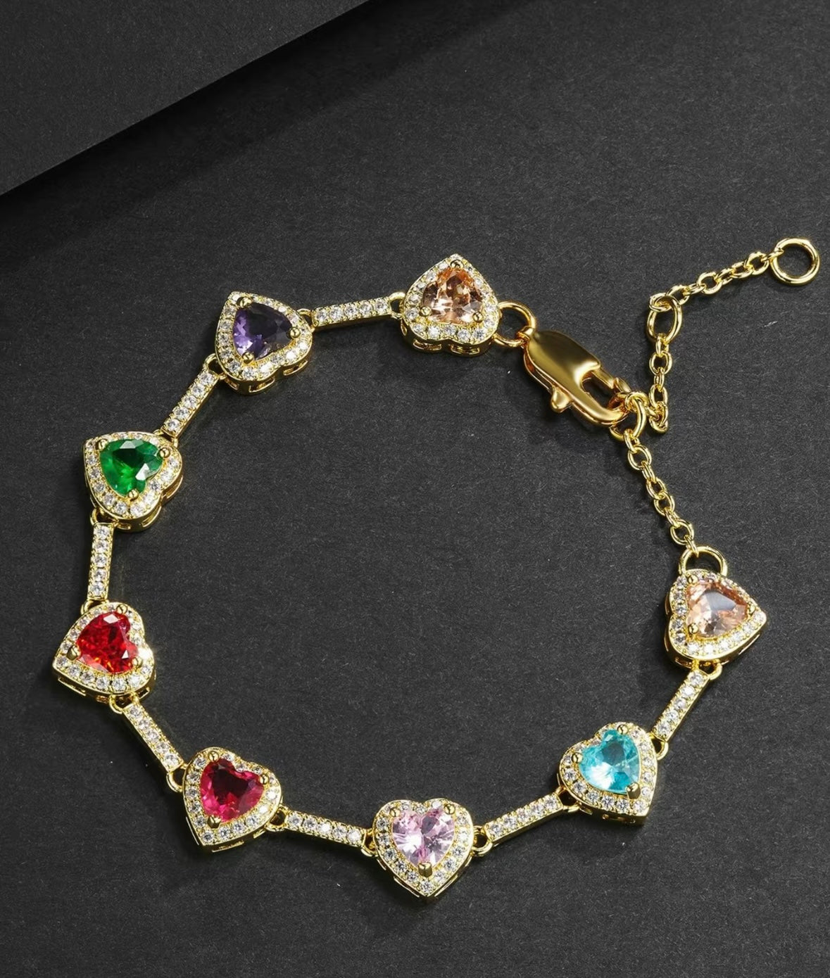 Heart Shaped Seven Colored Bracelet, Fashionable Cute Charms Bracelet for Women & Men, Trendy All-match & Exquisite Jewelry, Unique Gifts for Women, Charm Adjustable Slider Bracelets