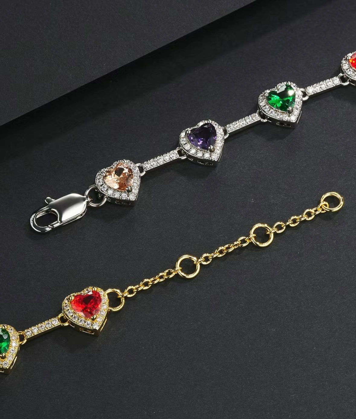 Heart Shaped Seven Colored Bracelet, Fashionable Cute Charms Bracelet for Women & Men, Trendy All-match & Exquisite Jewelry, Unique Gifts for Women, Charm Adjustable Slider Bracelets