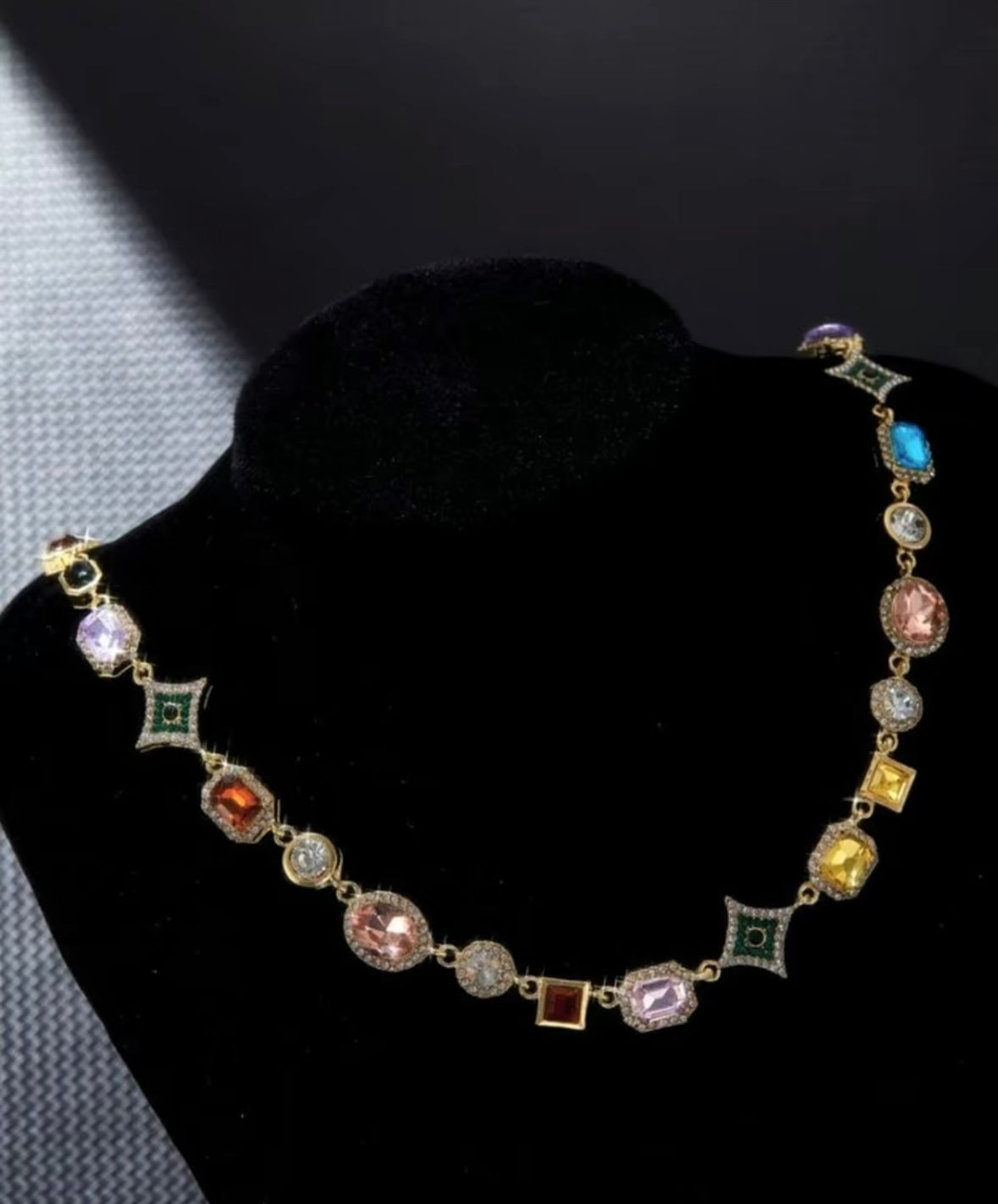 Colorful Rhinestones Design Pendant Necklace, Fashion Jewelry for Party, Daily Clothing Decor, Trendy All-match & Exquisite Jewelry