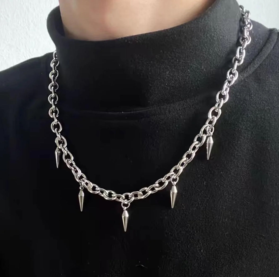 Punk Style Studded Decor Pendant Necklace, Fashionable Stainless Steel Jewelry for Party, Daily Clothing Decor, Trendy All-match & Exquisite Jewelry