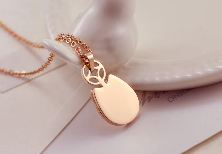 Totoro Necklace, Wealth Necklace, Rose Gold Titanium Steel