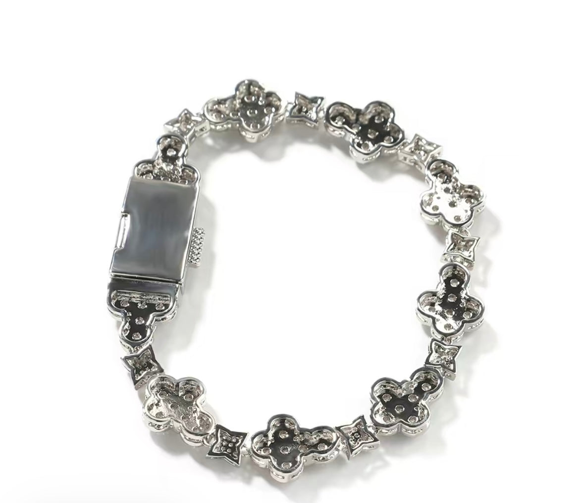 Real ICE Out Color VVS 18k Gold Cross Flowers zircon Hiphop Bracelet for Men & Women