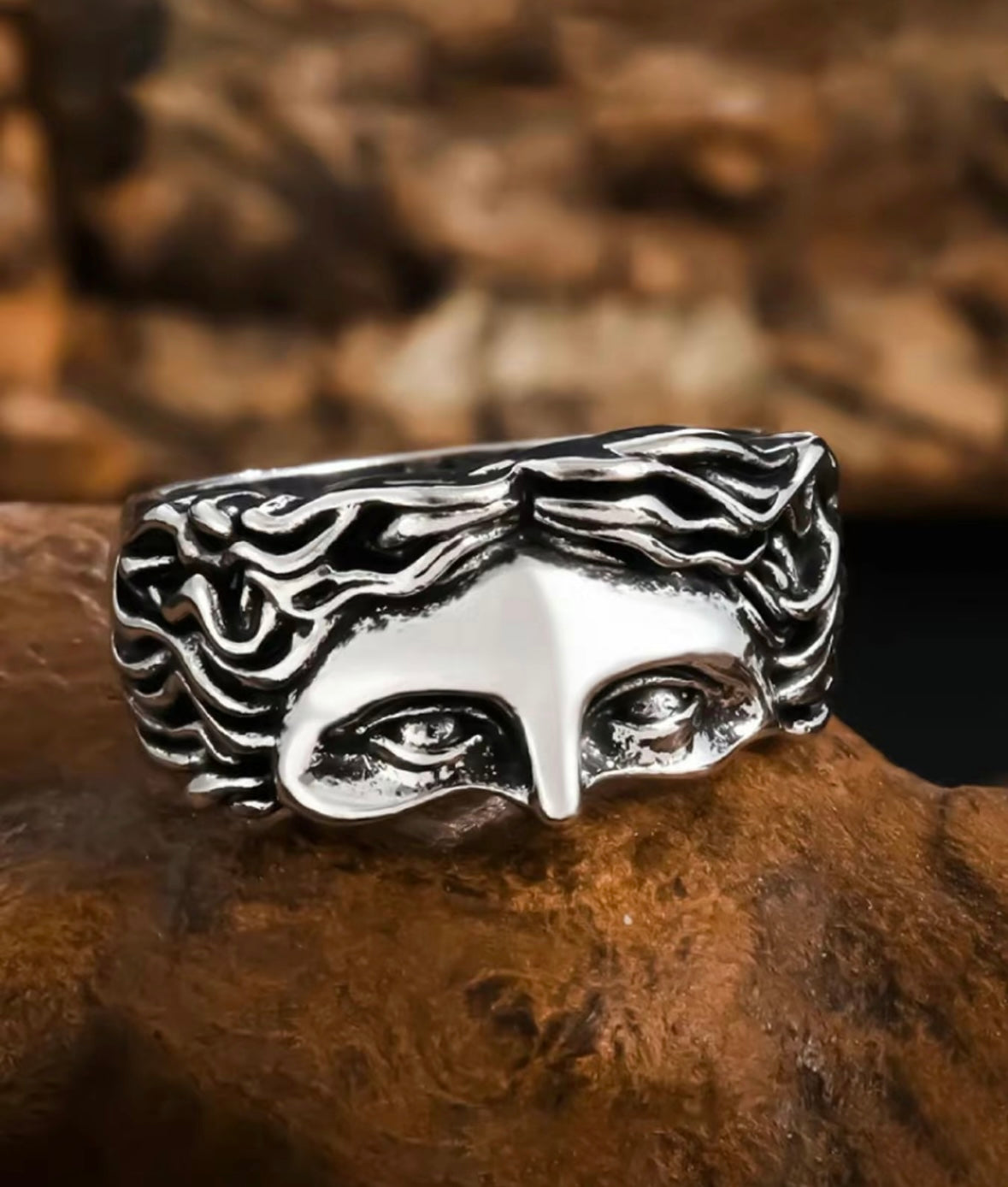 Vintage Goddess Mask Design Ring, Unique Rings, Punk Style Ring for Men & Women, Fashion Jewelry for Party, Daily Clothing Decor, Trendy All-match & Exquisite Jewelry for Birthday for Wife, Vintage Rings, Spellbound Statement Rings