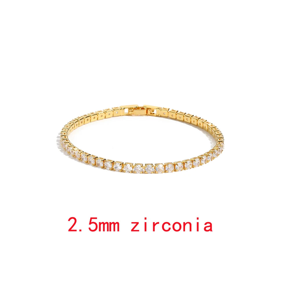 Iced Out Tennis Chain Necklaces Female Gold Color 18K Gold Plated Neck Chain