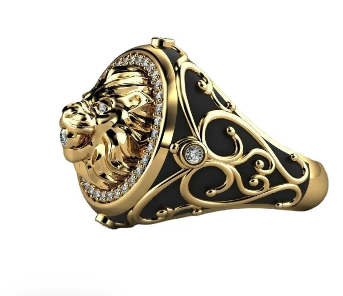 Zircon Inlaid Lion Ring - BL1 Ring