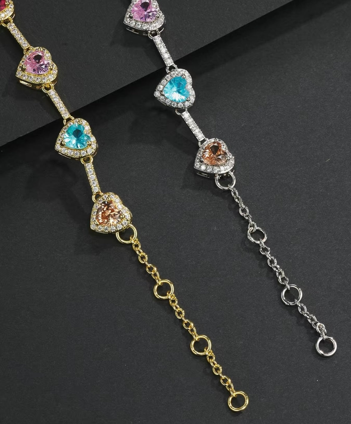 Heart Shaped Seven Colored Bracelet, Fashionable Cute Charms Bracelet for Women & Men, Trendy All-match & Exquisite Jewelry, Unique Gifts for Women, Charm Adjustable Slider Bracelets