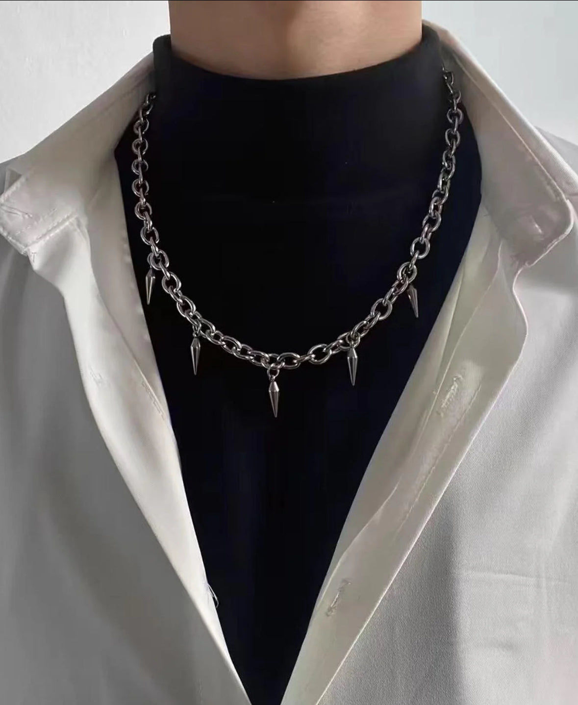 Punk Style Studded Decor Pendant Necklace, Fashionable Stainless Steel Jewelry for Party, Daily Clothing Decor, Trendy All-match & Exquisite Jewelry