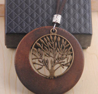 Wooden Jewelry Necklace for Women - Vintage Tree of Life