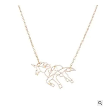 Origami Necklace, Unicorn Necklace, Horse Necklace