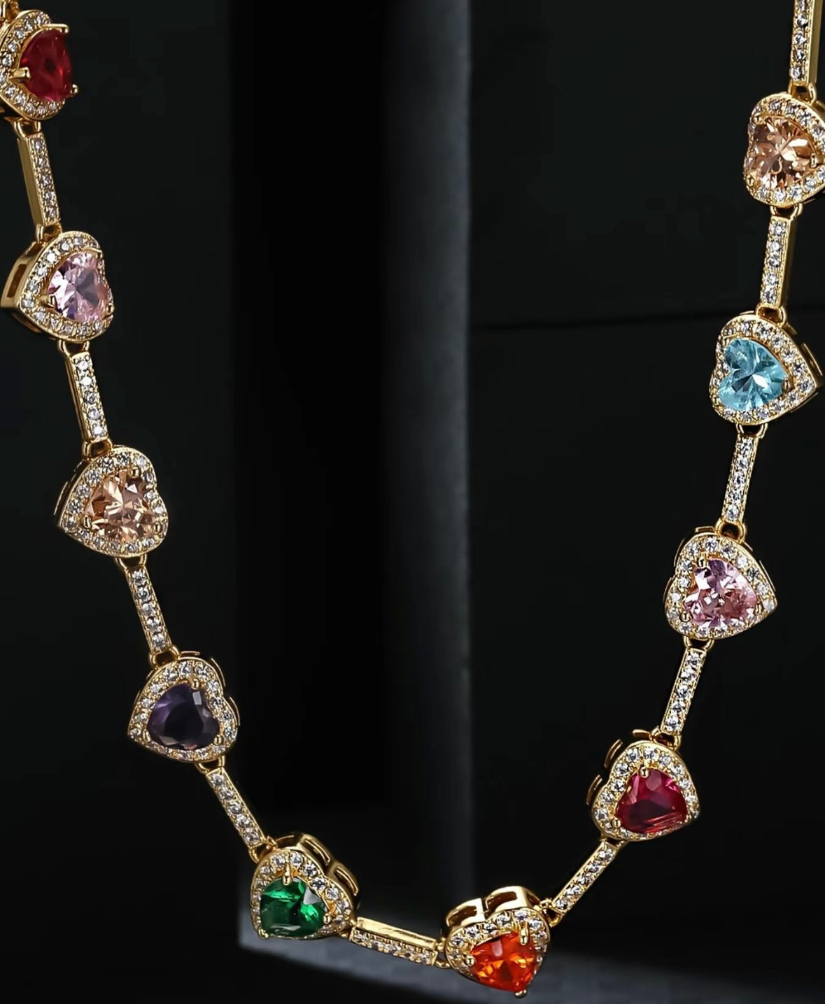Heart Shaped Colorful Necklace,
Daily Wear Necklace, Elegant Rhinestone Decor High End Necklace for Women, Fashion Accessories for Party, Daily, Heart Design Necklace, Chic Fashionable Jewelry Accessories