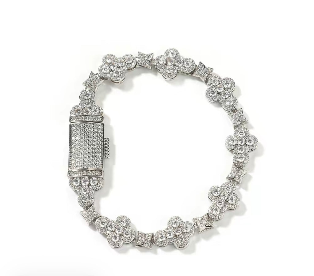 Real ICE Out Color VVS 18k Gold Cross Flowers zircon Hiphop Bracelet for Men & Women