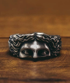 Vintage Goddess Mask Design Ring, Unique Rings, Punk Style Ring for Men & Women, Fashion Jewelry for Party, Daily Clothing Decor, Trendy All-match & Exquisite Jewelry for Birthday for Wife, Vintage Rings, Spellbound Statement Rings