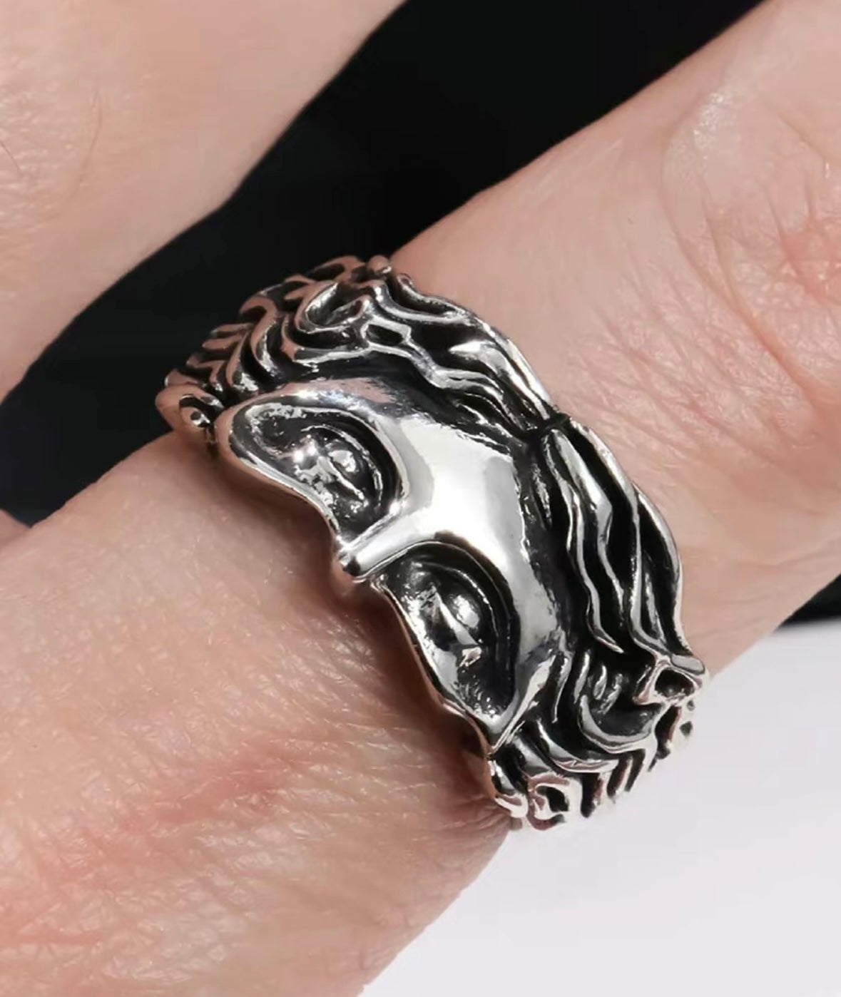 Vintage Goddess Mask Design Ring, Unique Rings, Punk Style Ring for Men & Women, Fashion Jewelry for Party, Daily Clothing Decor, Trendy All-match & Exquisite Jewelry for Birthday for Wife, Vintage Rings, Spellbound Statement Rings