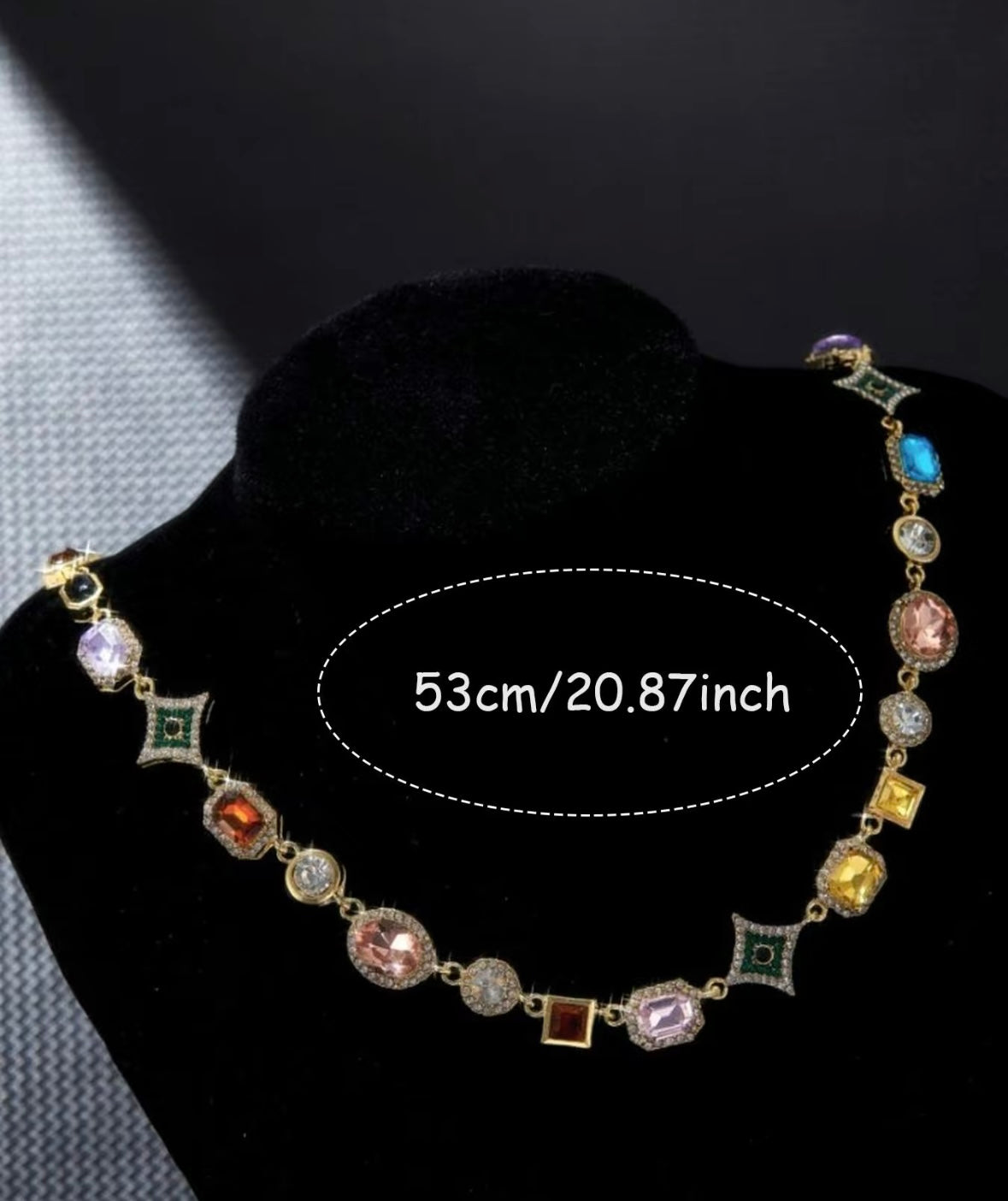 Colorful Rhinestones Design Pendant Necklace, Fashion Jewelry for Party, Daily Clothing Decor, Trendy All-match & Exquisite Jewelry