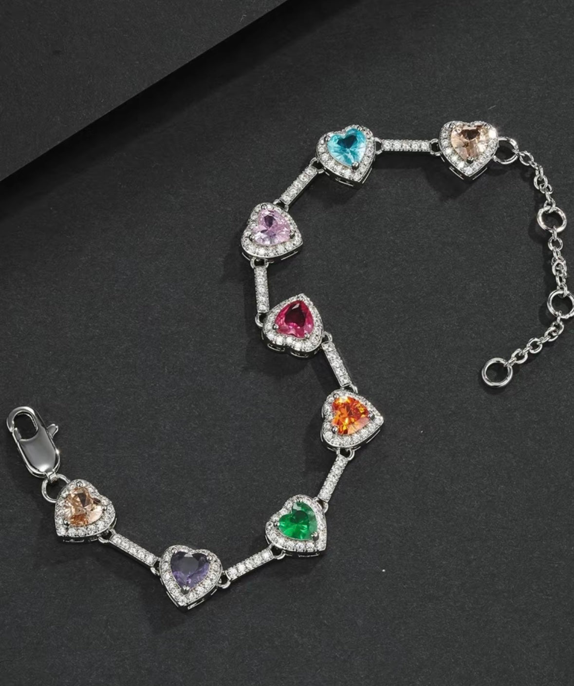 Heart Shaped Seven Colored Bracelet, Fashionable Cute Charms Bracelet for Women & Men, Trendy All-match & Exquisite Jewelry, Unique Gifts for Women, Charm Adjustable Slider Bracelets