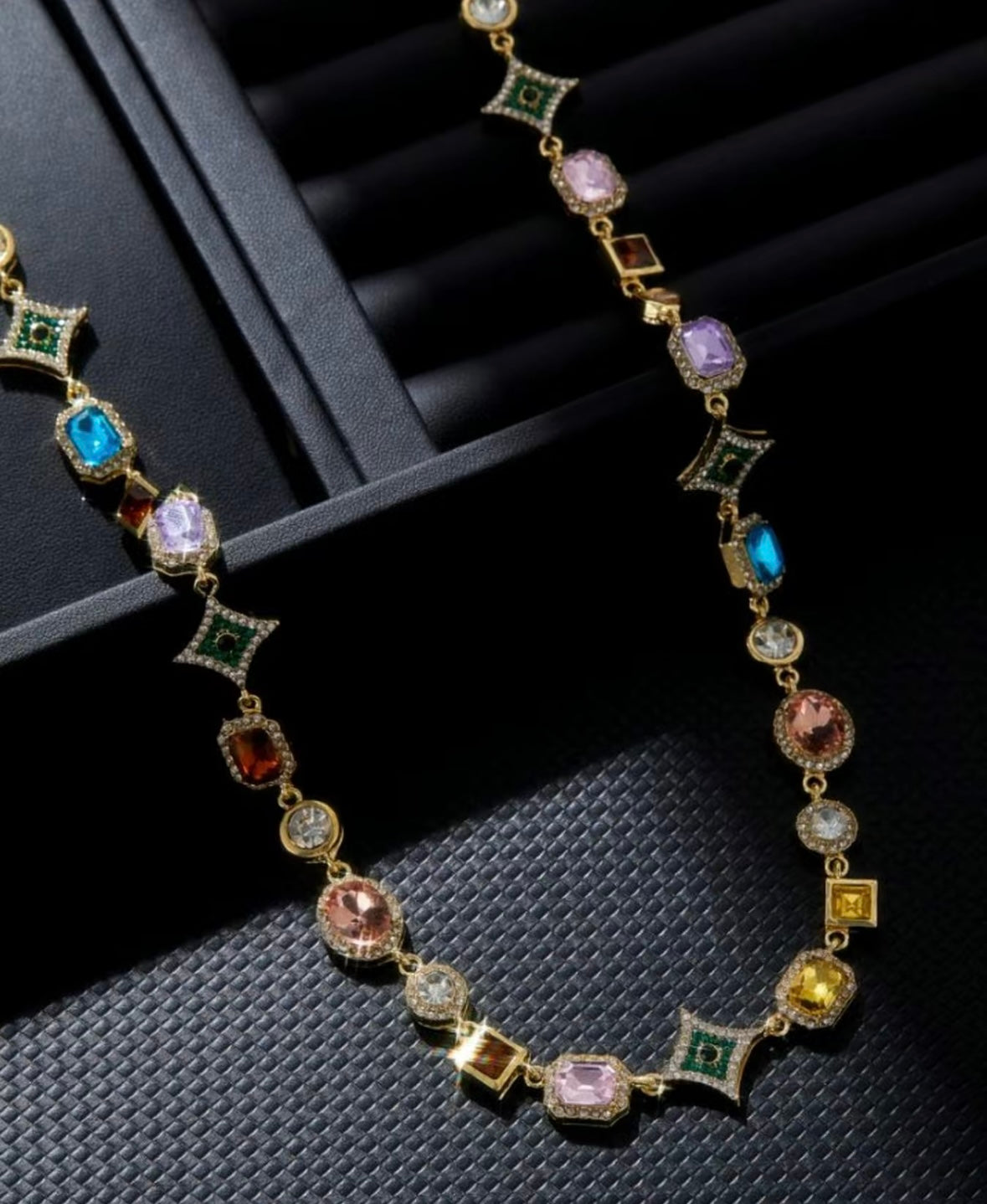 Colorful Rhinestones Design Pendant Necklace, Fashion Jewelry for Party, Daily Clothing Decor, Trendy All-match & Exquisite Jewelry