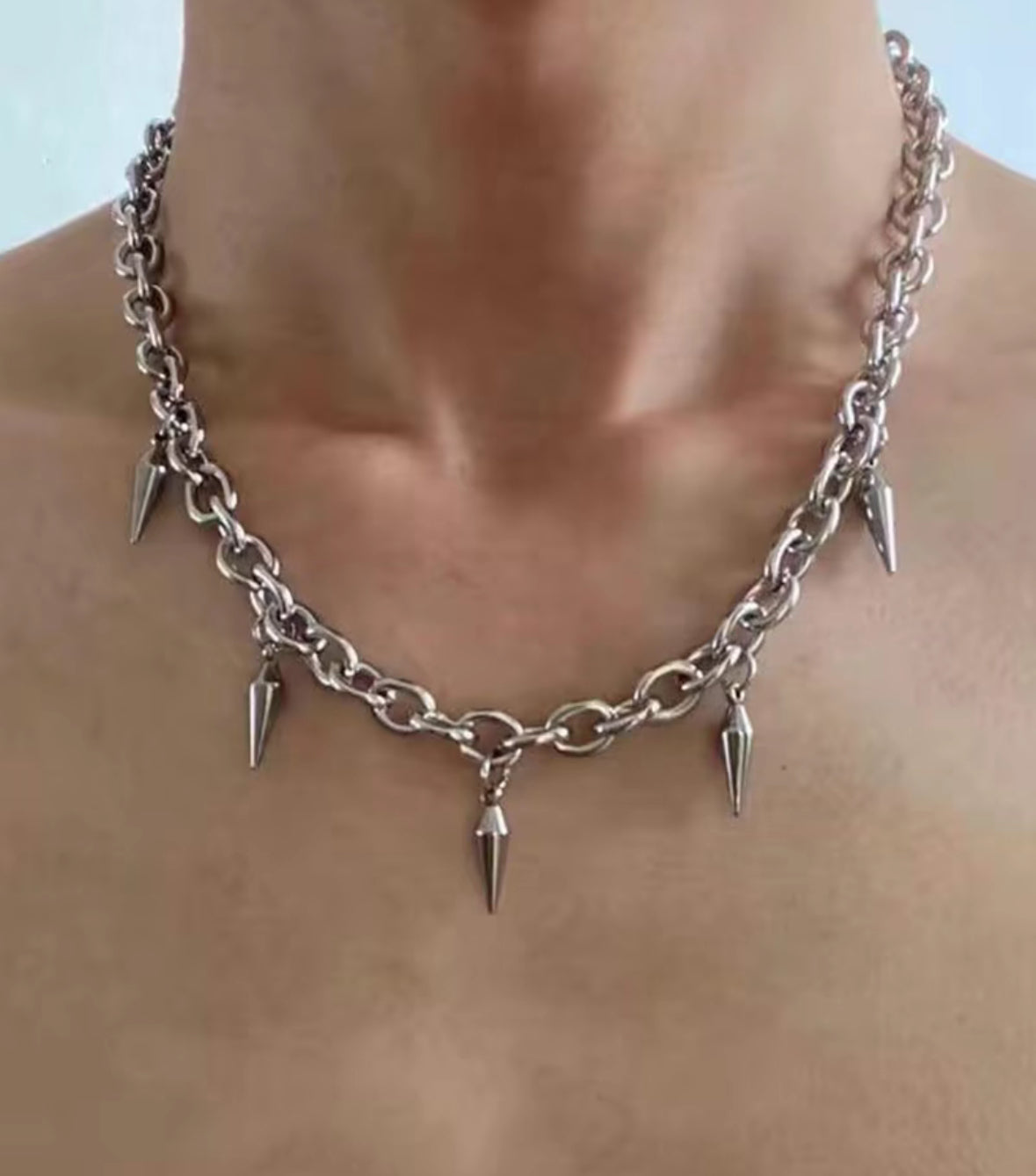 Punk Style Studded Decor Pendant Necklace, Fashionable Stainless Steel Jewelry for Party, Daily Clothing Decor, Trendy All-match & Exquisite Jewelry