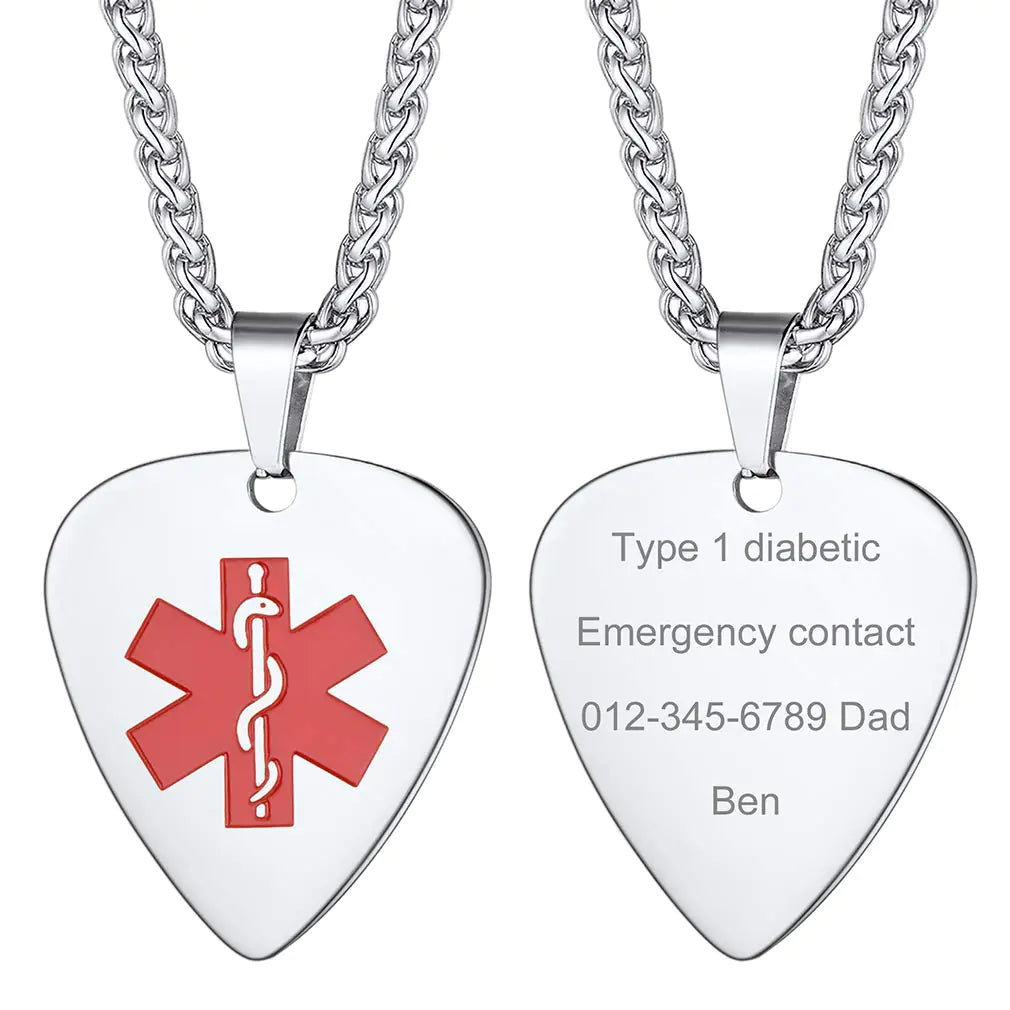 Supcare Medical Alert Necklace for Men Engraved Necklace Mens Jewelry Stainless Steel Emergency Jewelry Personalized Mens Necklace