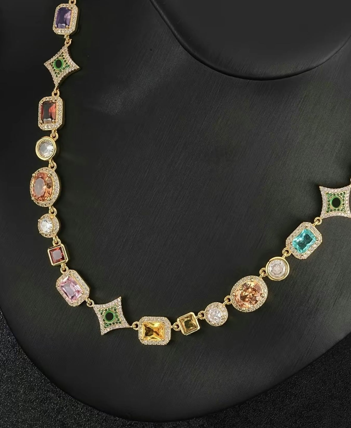 Colorful Rhinestones Design Pendant Necklace, Fashion Jewelry for Party, Daily Clothing Decor, Trendy All-match & Exquisite Jewelry