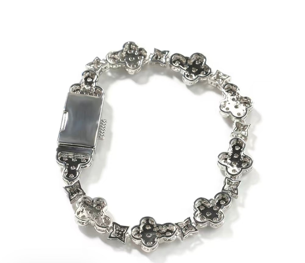 Real ICE Out Color VVS 18k Gold Cross Flowers zircon Hiphop Bracelet for Men & Women