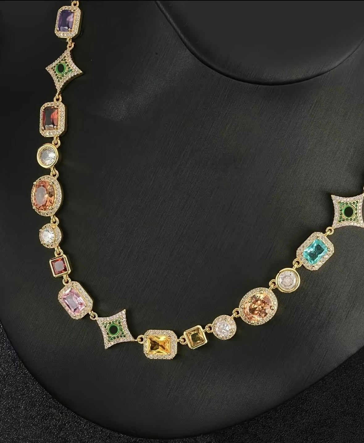 Colorful Rhinestones Design Pendant Necklace, Fashion Jewelry for Party, Daily Clothing Decor, Trendy All-match & Exquisite Jewelry