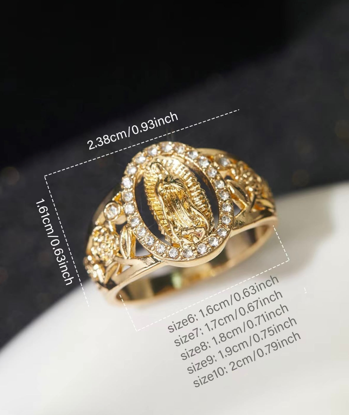 Punk Style Virgin Mary Design Gold Wedding Ring, for Girlfriend, Rhinestone Decor Fashion Promise Ring for Women & Men for Party, Daily Decor, Trendy All-match Vintage Jewelry for Birthday, Statement Rings, Elegant Everyday Ring