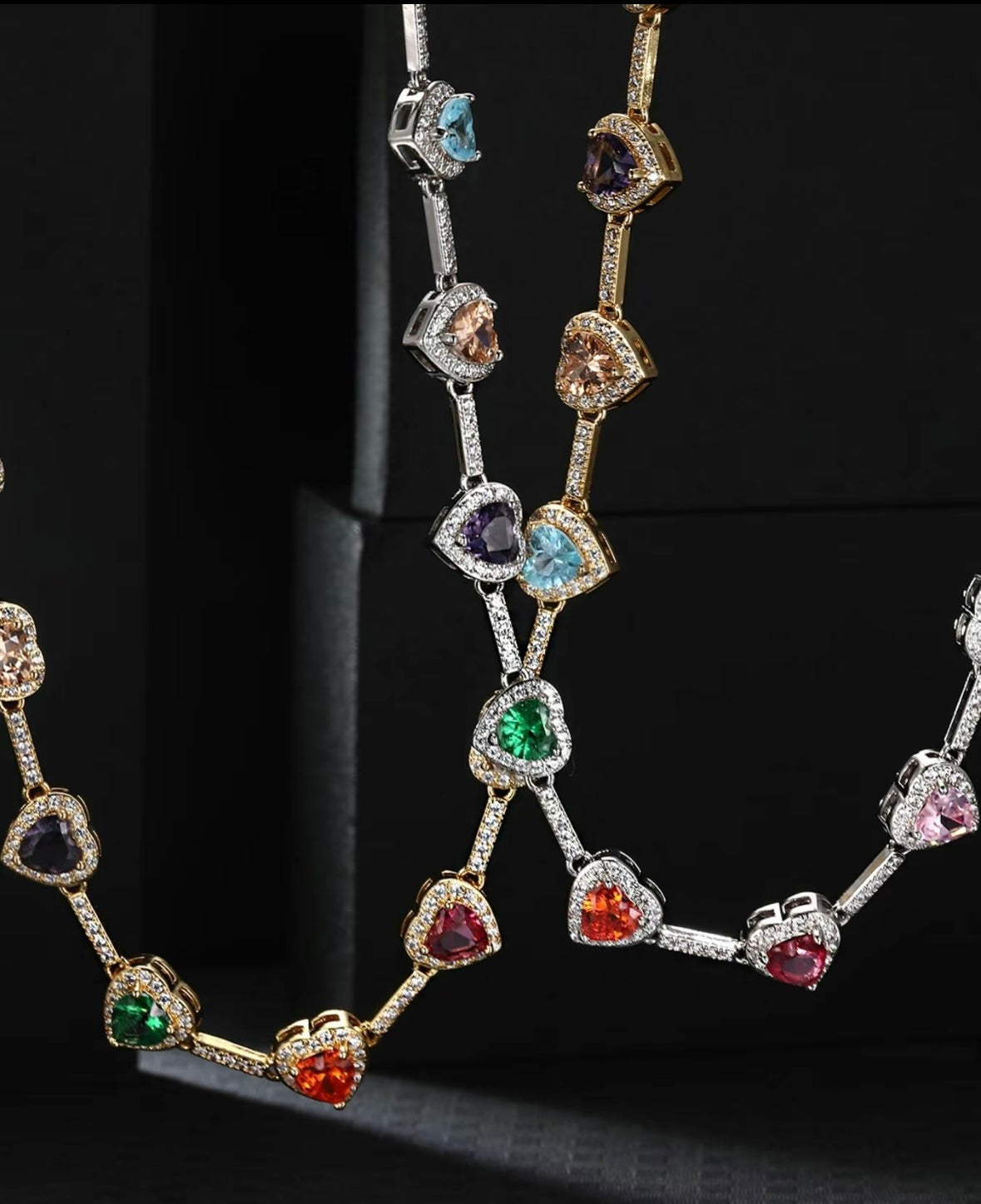 Heart Shaped Colorful Necklace,
Daily Wear Necklace, Elegant Rhinestone Decor High End Necklace for Women, Fashion Accessories for Party, Daily, Heart Design Necklace, Chic Fashionable Jewelry Accessories