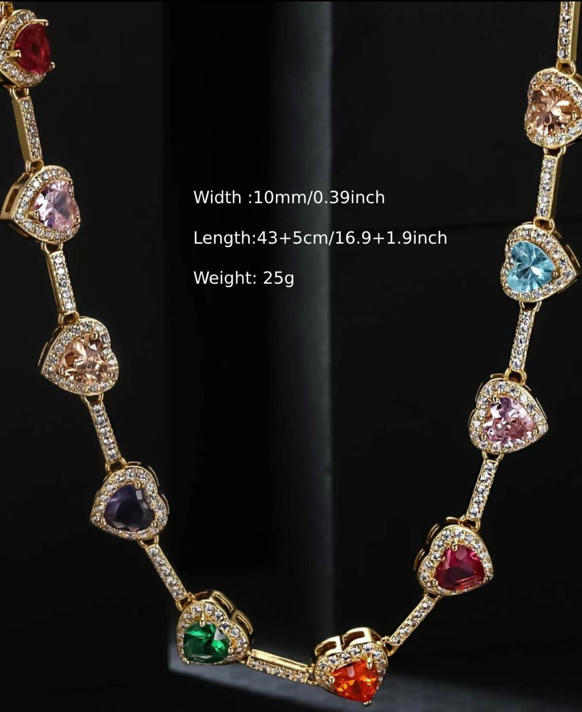 Heart Shaped Colorful Necklace,
Daily Wear Necklace, Elegant Rhinestone Decor High End Necklace for Women, Fashion Accessories for Party, Daily, Heart Design Necklace, Chic Fashionable Jewelry Accessories