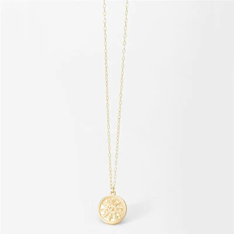 Alloy Sunflower Necklace, Coin Necklace, Versatile Jewelry
