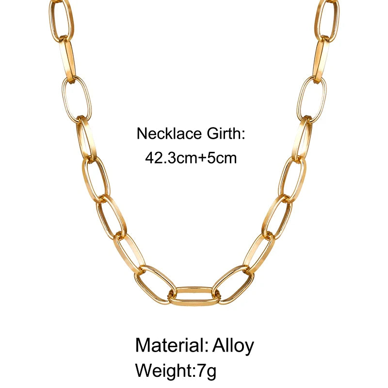 Simple Link Chain Necklace for Women Short Collar Jewelry New Fashion Chokers Necklaces Metal Accessories