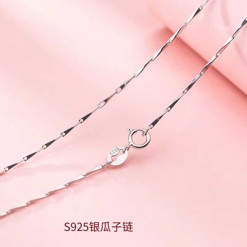 50cm 55cm 60cm Female Necklace For Women On Neck Silver 925 Chain Necklaces Women Pendant Girls Fashion Jewelry Minimalist Long