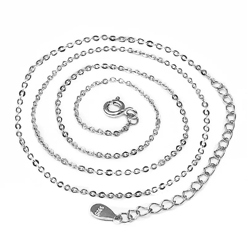 Solid Silver S925 Sterling Silver Necklace O-chain with Chain 40CM+5CM Extension Chain