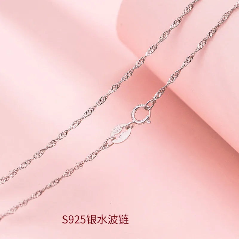 50cm 55cm 60cm Female Necklace For Women On Neck Silver 925 Chain Necklaces Women Pendant Girls Fashion Jewelry Minimalist Long