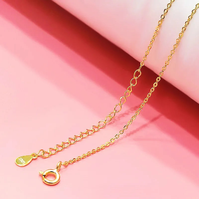 Solid Silver S925 Sterling Silver Necklace O-chain with Chain 40CM+5CM Extension Chain