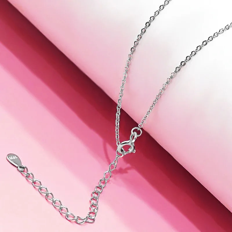 Solid Silver S925 Sterling Silver Necklace O-chain with Chain 40CM+5CM Extension Chain