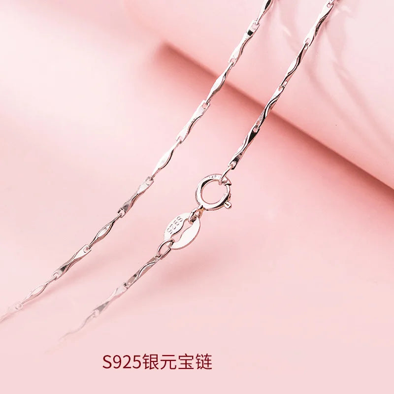 50cm 55cm 60cm Female Necklace For Women On Neck Silver 925 Chain Necklaces Women Pendant Girls Fashion Jewelry Minimalist Long