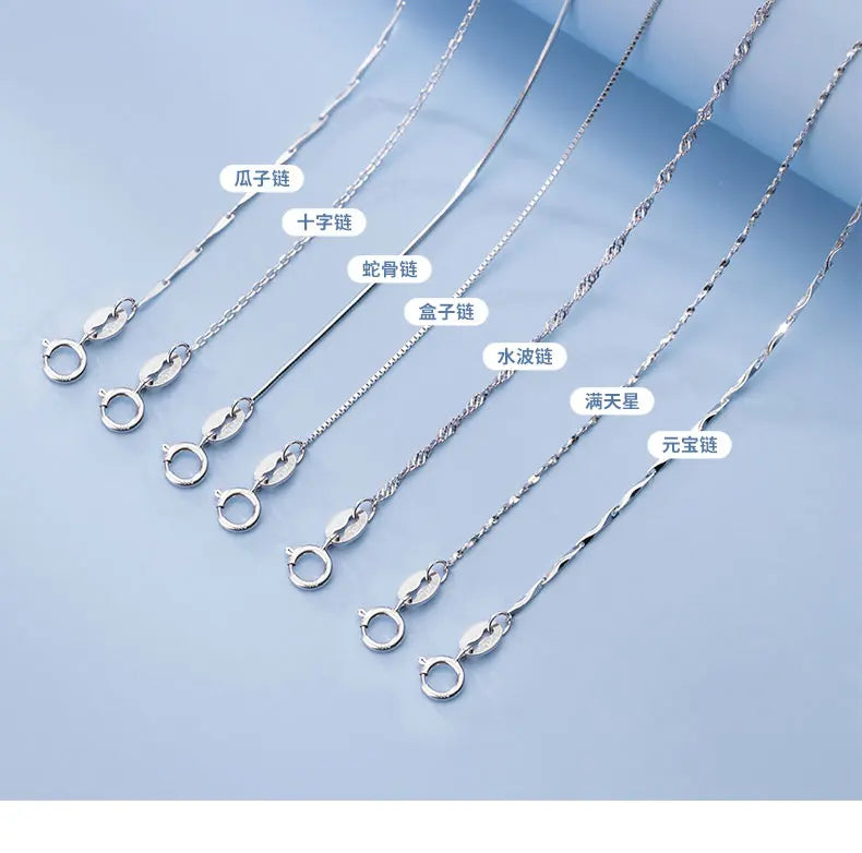 50cm 55cm 60cm Female Necklace For Women On Neck Silver 925 Chain Necklaces Women Pendant Girls Fashion Jewelry Minimalist Long