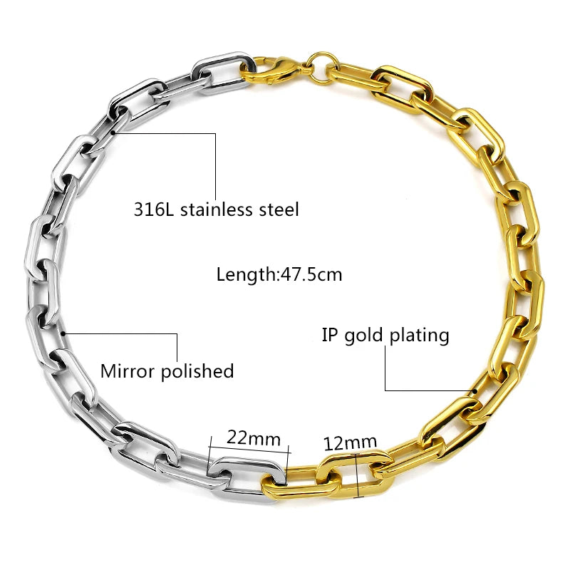 Statement Thick Chain Choker Necklace Punk Metal Fashion Trendy Jewelry for Women Men Fashion Link Chain Necklace
