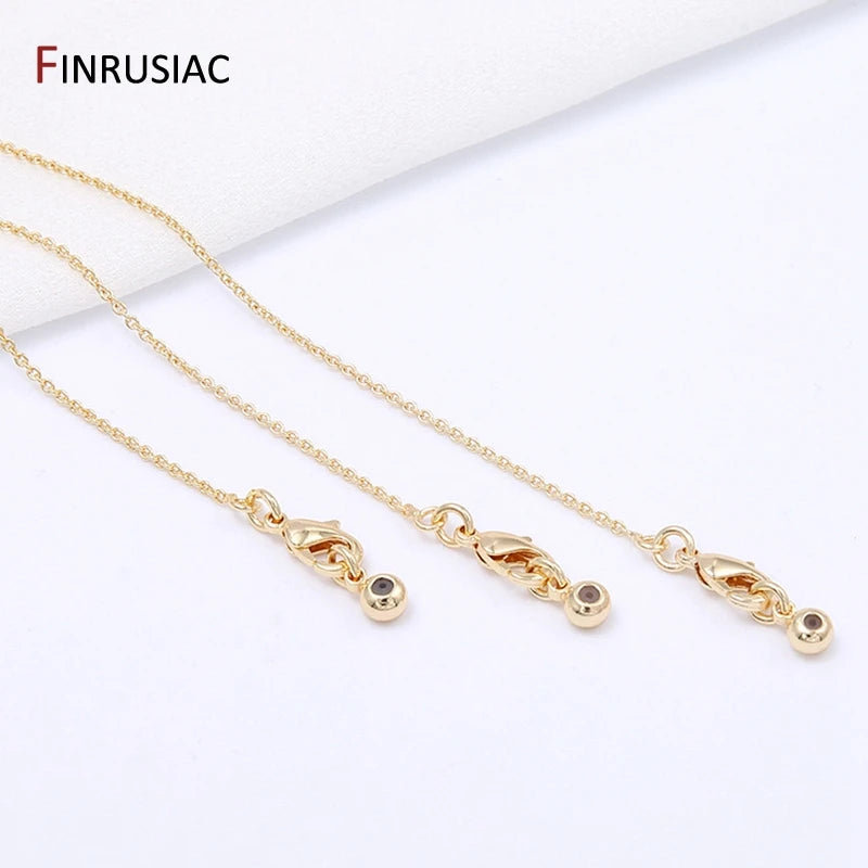 High Quality Real Gold Plated Thin Necklace Chain, 45cm Simple Trendy Adjustable Chain for DIY Necklace Making Findings