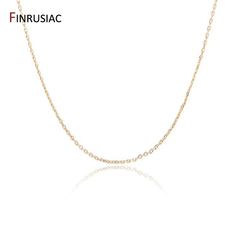High Quality Real Gold Plated Thin Necklace Chain, 45cm Simple Trendy Adjustable Chain for DIY Necklace Making Findings