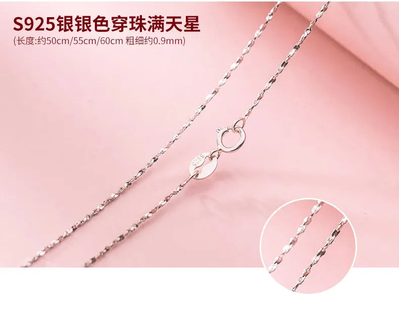 50cm 55cm 60cm Female Necklace For Women On Neck Silver 925 Chain Necklaces Women Pendant Girls Fashion Jewelry Minimalist Long