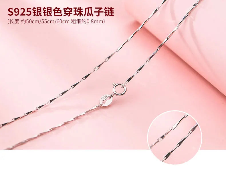 50cm 55cm 60cm Female Necklace For Women On Neck Silver 925 Chain Necklaces Women Pendant Girls Fashion Jewelry Minimalist Long