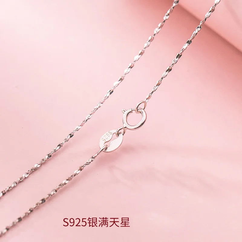 50cm 55cm 60cm Female Necklace For Women On Neck Silver 925 Chain Necklaces Women Pendant Girls Fashion Jewelry Minimalist Long