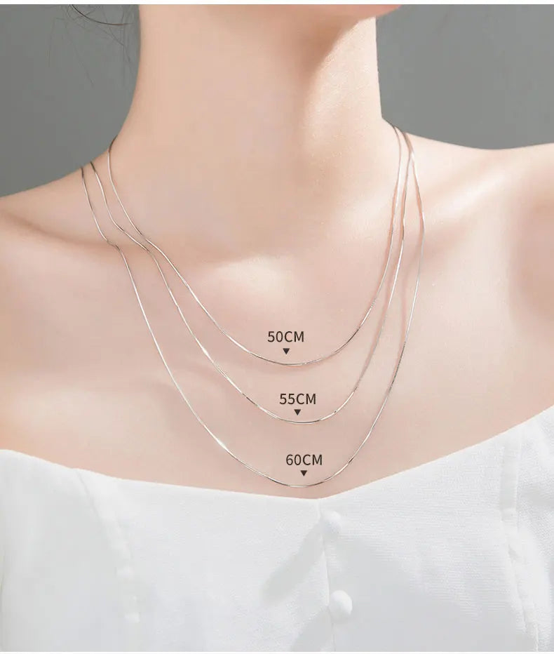 50cm 55cm 60cm Female Necklace For Women On Neck Silver 925 Chain Necklaces Women Pendant Girls Fashion Jewelry Minimalist Long