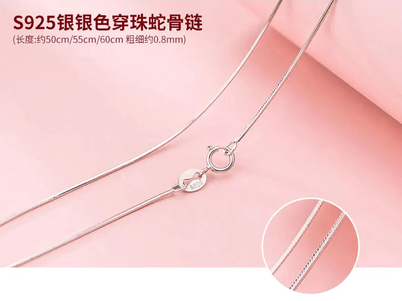 50cm 55cm 60cm Female Necklace For Women On Neck Silver 925 Chain Necklaces Women Pendant Girls Fashion Jewelry Minimalist Long